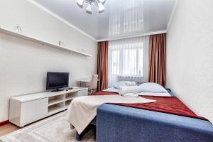 TV a/nebo společenská místnost v ubytování Комфортная однокомнатная квартира возле Астана Вижн и КазГЮУ