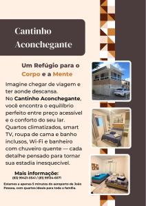 a flyer for a house with different pictures at Cantinho aconchegante - Quarto 09 - AR-condicionado in Bayeux