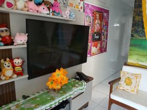 a flat screen tv hanging on a wall at House in Belém, 2 bedrooms - COP 30 in Belém
