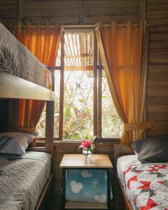 a bedroom with two beds and a window at Puyucamp in Tarqui