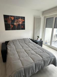 une chambre avec un grand lit et une fenêtre dans l'établissement Best View Appart Minusio, à Minusio