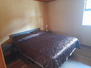 a bedroom with a bed in the corner of a room at cabaña milita in Chile Chico