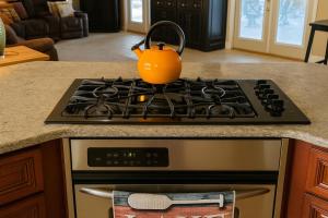 een waterkoker op een fornuis in een keuken bij Lakefront Luxury: Dock Fire Pit Game Room More in Lake Murray Shores