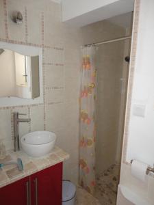 ヴィドーバンにあるLes ailes d'un reveのバスルーム(トイレ、洗面台、シャワー付)