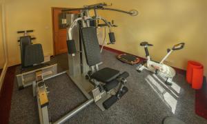 an overhead view of a gym with exercise equipment at Spa Hotel Purkyně in Karlovy Vary