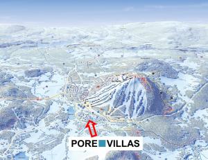 a map of a city with a red arrow at Porevillas Iso-Syöte B in Syöte