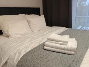 Ένα ή περισσότερα κρεβάτια σε δωμάτιο στο Apartment Talarowa Delux