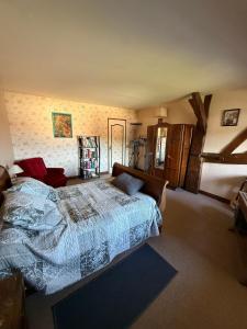 a bedroom with a large bed in a room at Chez les Loulous in Chailly-sur-Armançon