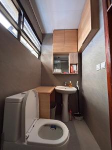 Un baño pequeño con inodoro y lavabo. en The Rooftop Oasis Rebero - Kigali, en Kigali
