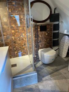 a bathroom with a toilet and a shower at La Bergerie in Les Deux Alpes +30 photos