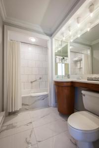 a bathroom with a toilet and a sink and a tub at Chateau Versailles in Montreal