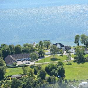 an aerial view of a house near the water at Johanneberg in Vordingborg