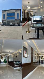 a collage of photos of a building with a table at الماسة الروز للشقق المخدومة in Najran