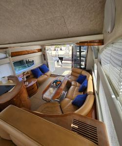 a view of the living room of a boat at Luxury experience on a 16-meter Azimut yacht in Torrevieja