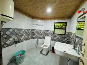 ein Badezimmer mit Waschbecken und Toilette in der Unterkunft Wander pine homestay in Darjeeling
