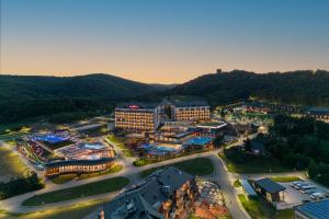 an aerial view of a city with buildings at Movenpick Resort and Spa Fruske Terme in Vrdnik