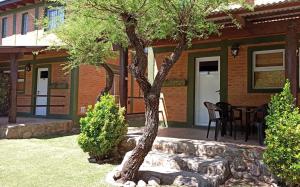 a house with a tree in the front yard at Cabañas Lo de Alberto in Santa Rosa de Calamuchita