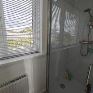 a bathroom with a shower and a window and a shower at 3 Bed in Pentlepoir oc-a33527 in Kilgetty