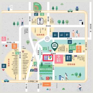 a map of the city of osaka with people at 木光寓斗六全新電梯公寓含有客廳 in Douliu +6 photos