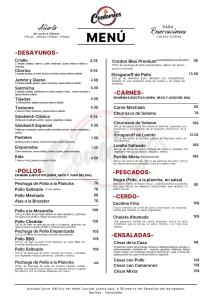 a page of a menu for a mexican restaurant at Hotel Carrizal Suites in Barinas