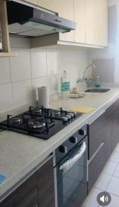 eine Küche mit einem Herdofen in einer Küche in der Unterkunft Departamento 3 dormitorios Tacna en condomio privado in Tacna