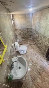 un baño con inodoro y lavabo en Dana Sunset camp, en Nijil