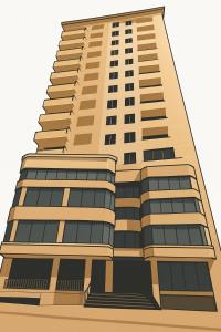 un grand bâtiment isolé sur fond blanc dans l'établissement Primenest - My Dream 3 bed room apartment near African Union, à Addis-Abeba