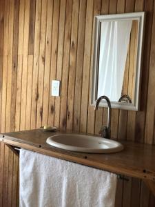 a bathroom counter with a sink and a mirror at la casa en el rio II in Tigre +21 photos