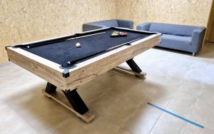 a pool table with a ball on top of it at Chalupa Pod Větrným Vrchem in Dolní Morava