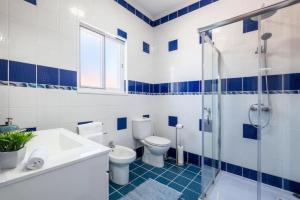 a bathroom with a toilet and a sink and a shower at Vila da Pesca House in Rabo de Peixe +31 photos