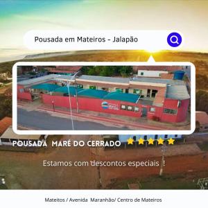 a screenshot of a website with a picture of a building at Pousada Maré do Cerrado in Mateiros