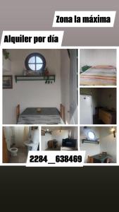 a collage of four pictures of a room with a bed at La esquina in Olavarría
