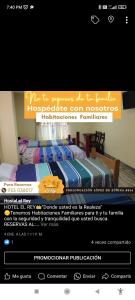 a page of a website with a picture of a bed at Hotel EL REY in Chancay