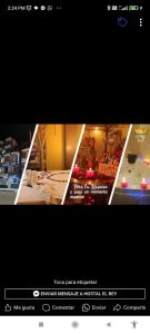 a collage of four pictures of a room with cakes at Hotel EL REY in Chancay