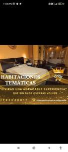 a poster for a hotel with a bed in a room at Hotel EL REY in Chancay +5 photos