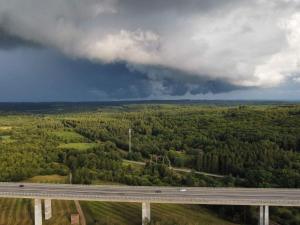 an overhead view of a highway with a cloudy sky at 8 person holiday home in Silkeborg in Silkeborg