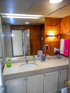 a bathroom with a sink and a mirror at Arriaga Marina Club Apartament in Funchal