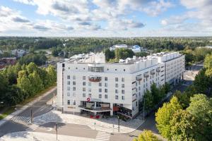 an aerial view of a large white building at Original Sokos Hotel Vantaa in Vantaa