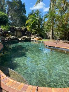 einen Pool mit blauem Wasser im Hinterhof in der Unterkunft Luxurious Homely Retreat in Springwood