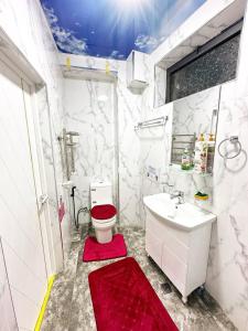 a bathroom with a toilet and a sink at Comfortable Apartments in Tashkent +135 photos
