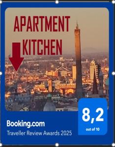 a sign that says apartment kitchen with a picture of a city at APARTMENT KITCHEN 5 Beds in Bologna