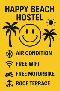 un panneau jaune avec un climatiseur d'hôpital de plage heureux dans l'établissement Happy Beach Hostel, à Ko Lanta Yai