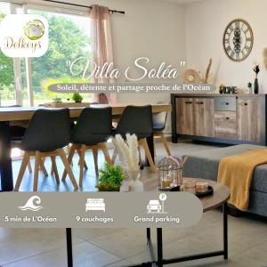 un sitio web para una tienda de muebles con mesa y sillas en Villa Soléa - Proche Océan, en Grayan-et-lʼHôpital