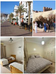 un collage di quattro foto di una camera d'albergo di Appartement agadir centre ad Agadir