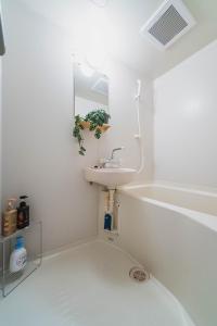 a white bathroom with a sink and a mirror at SLL Urban Suites Akasaka in Tokyo +34 photos