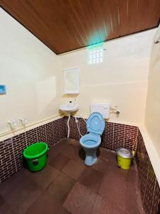 a bathroom with a toilet and a sink at Siilver Sands Hutt Homestay - Malpe Beach in Malpe