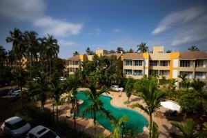 an aerial view of a resort with a swimming pool at Cloud Line by Leo Homes - 2BHK near Anjuna Beach in Anjuna