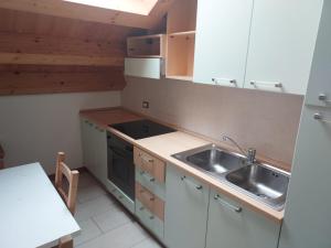 a small kitchen with a sink and a stove at Agriturismo Coi de Pera in Ponte nellʼAlpi +20 photos