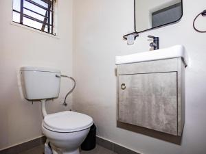 a bathroom with a toilet and a sink and a mirror at Urban Oaks in Bellville