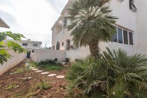 a palm tree in front of a house at Zenitude Villa Moroccan style and quiet neighborhood in Agadir